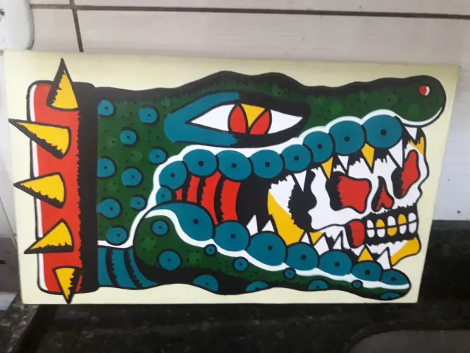 Quadro Decorativo Crocodilo Caveira