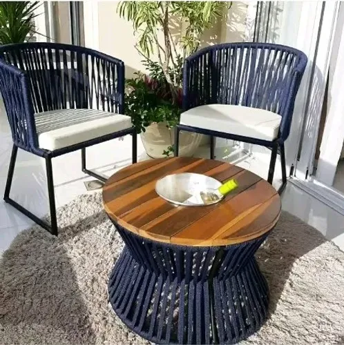 CONJUNTO DE CADEIRAS TURIM DE CORDA NÁUTICA + CHAMPANHEIRA
