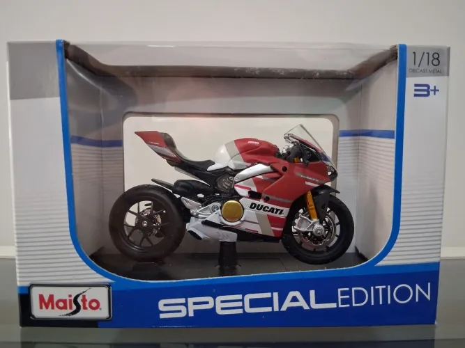 Miniatura Moto Maisto Ducati Panigale V4 S Corse com base - Escala: 1/18