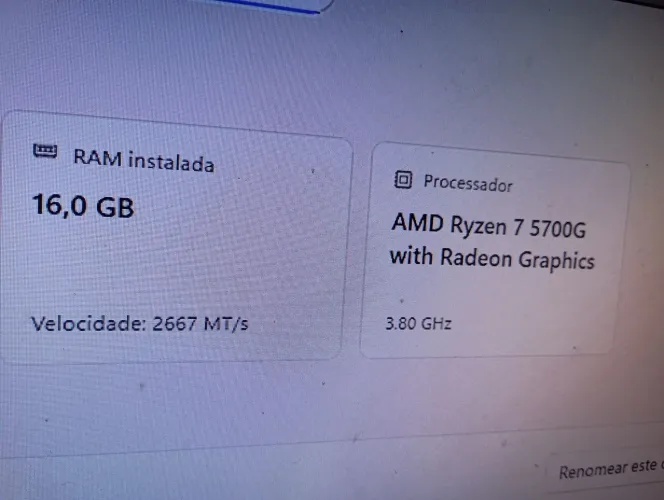 CPU RYZEN 7 5700G 16 GB DE MEMORIA 