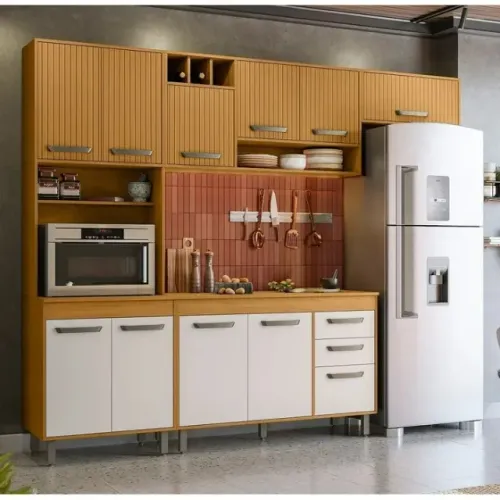 "Cozinha Compacta Malta 4 Peças: Design Moderno com Balcão e Tampo em Oferta Especial"