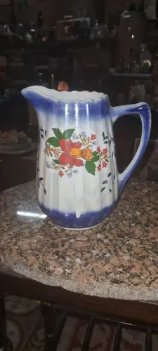 Raríssima Jarra vintage de cerâmica com estampa floral