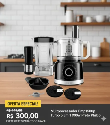 Multiprocessador Pmp1500p Turbo 5 Em 1900w Preto Philco