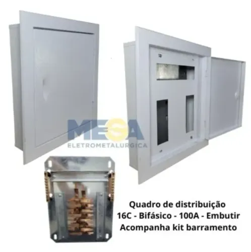 Quadro Distribuição Embutir Com Kit Bifásico 16c Din 100a