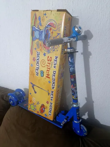 R$99.99 patinete infantil stitch azul patinete stitch retratil novo 0km