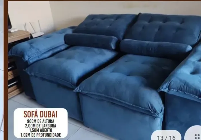 Sofá Retrátil e Reclinável todo Acolchoado