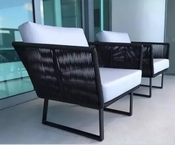 CONJUNTO POLTRONAS DE CORDA NÁUTICA PARA VARANDA, JARDIM OU PISCINA