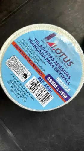 Fita Telada Adesiva Para Drywall Trançada Emenda 45m X 48mm - LOTUS
