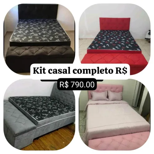 Kit Casal Completo - Cama Box + Cabeceira + Baú