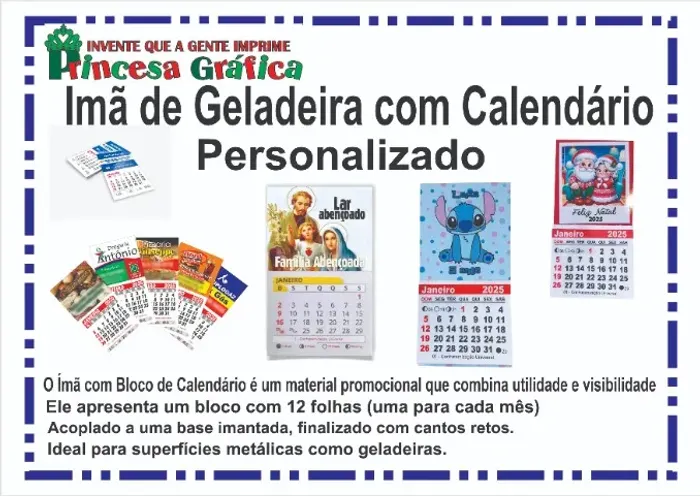 imã de geladeira com calendário