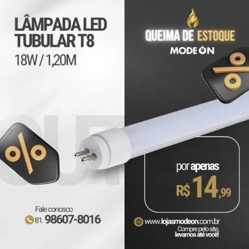 Lãmpada T8 1,20 cm 6500k 