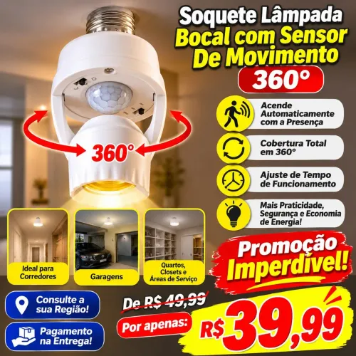 Lampada Soquete Bocal sensor de movimento Entregamos