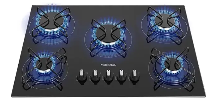 MONDIAL Cooktop a Gás, 5 Bocas, Preto/Inox, Bivolt - CTG-02