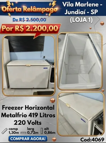 Freezer Horizontal Metalfrio 419 litros 220 volts
