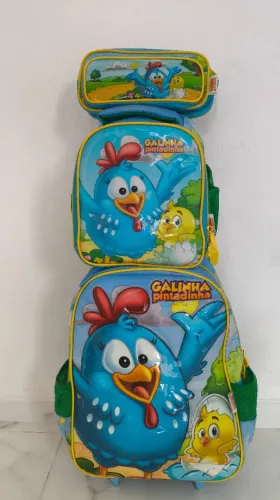 Mochila escolar carrinho Galinha pintadinha 