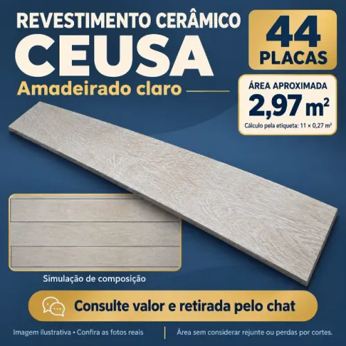 Revestimento Ceusa amadeirado claro ? 44 placas R$3cada