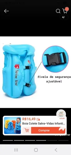 Colete azul infantil usado uma única vez