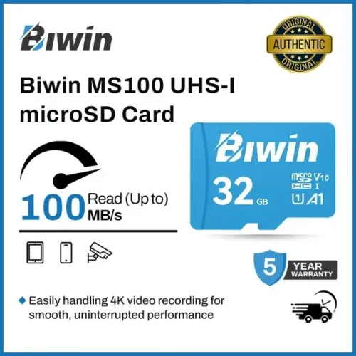 Cartão Micro SDXC BIWIN MS100 64GB UHS-I V30 A1 Câmera/Carro 100MB/s ? Novo