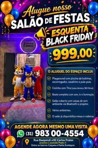 salão de festas :Salão com telão ,mesa e cadeira, playgraund, danceteria c/vídeo clipe,