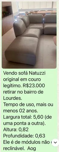 Sofá em couro original Natuzzi em excelente estado de conservação
