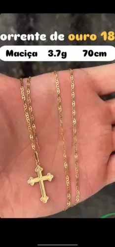 Corrente de ouro 18K maciça, 3.7g com 70cm, pingente 18k também 