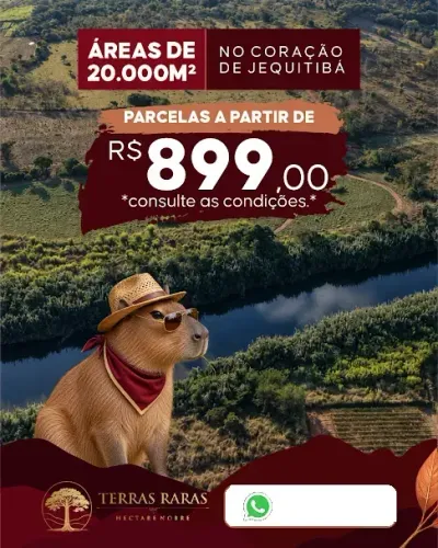 Fazendinhas de 20.000 metros quadrados planas e terra fertil a 4km do centro de Jequitibá.