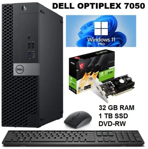 Desktop Dell, Monitor 27", Windows 11, Intel Core i7-4770, 32 Gb Ram, 1 Tb Ssd, Dvd-Rw