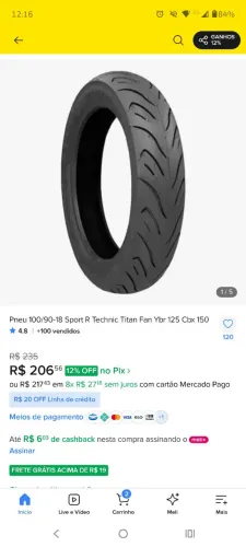 Pneu 100/90 18 , com câmara , novo nunca usado
