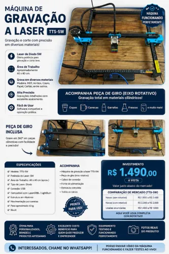 Máquina de gravação e corte a laser