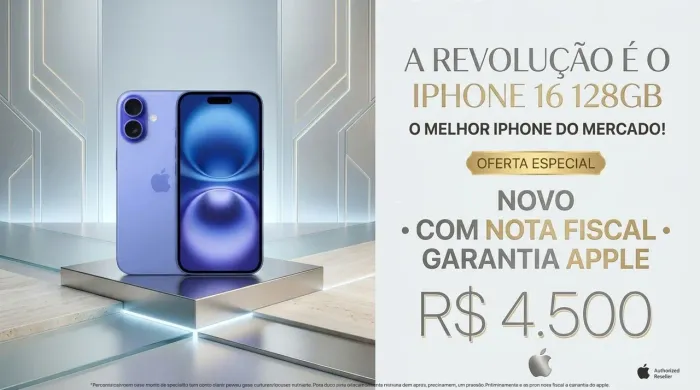 iPhone 16 Apple 128GB Azul Ultramarinho (Novo / Lacrado) + Nota Fiscal e Garantia