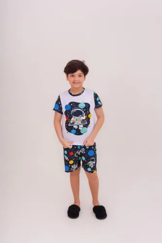 Pijama Mundo Colorá Infantil menino curto tamanho 8 - Suede + Elastano