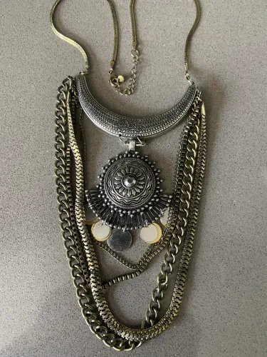 Colar prateado e dourado, estilo boho, vintage