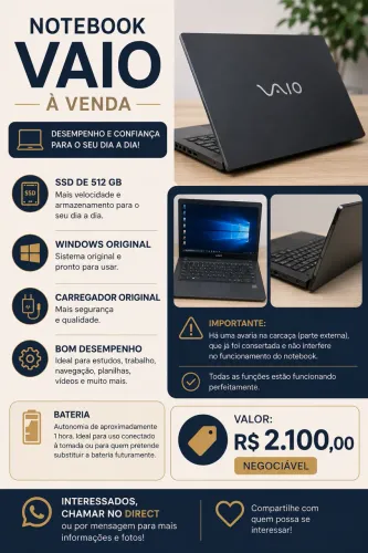 Notebook Vaio seminovo