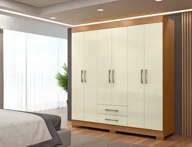 Guarda Roupa Pérola 6 Portas e 2 Gavetas - Pronta Entrega!