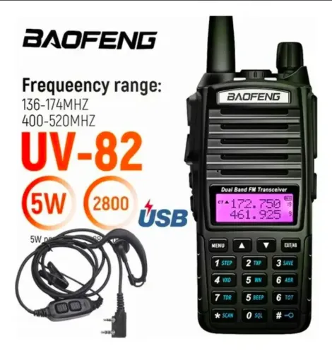 Walkie Talkie Baofeng UV82 de Longo Alcance UHF e VHF com Fone