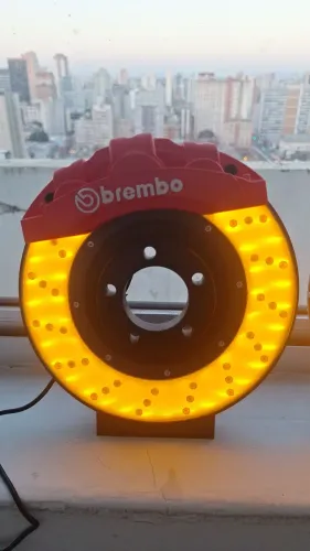 Luminária 3d disco de freio led com fonte 12v