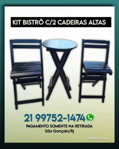 KIT MESA BISTRÔ C/2 CADEIRAS ALTAS (MADEIRA EUCALIPTO)