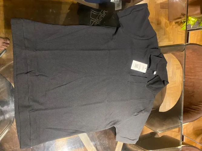 Camisa Polo Zara Man Texturizada Tricot Preta - Tam M (Nova Com Tag)
