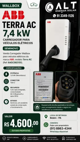 Carregador Veicular ABB 7,4 kW Wallbox