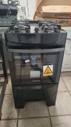 FOGÃO PRETO CONTINETAL MESA DE VIDRO 4 BOCAS (NOVO)