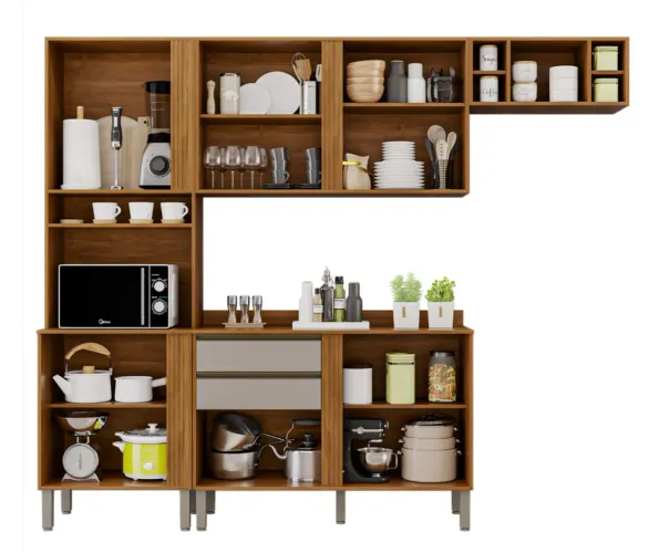 Cozinha Modulada Siena 4 Peças Cinamomo e Off White