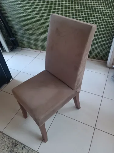 6 cadeiras em tecido suede beje