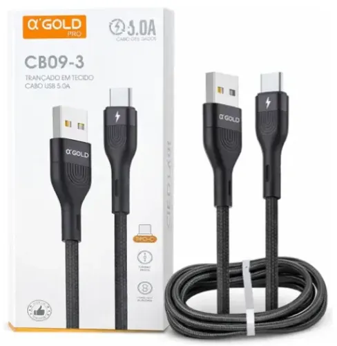 Cabo Usb Tipo C Trançado Em Tecido A'gold Carregamento Turbo