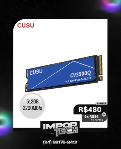 SSD M.2 NVMe 512GB PCIe 3.0 3200MB/s. @importech_084
