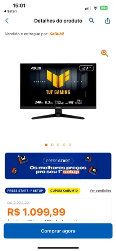 monitor asus tuf fhd 240 hz 27polegada