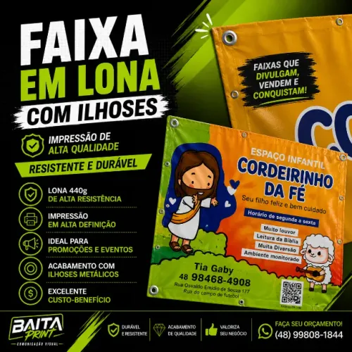 BANNER, FAIXA COM ILHOS