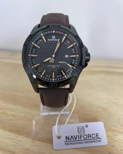 Relógio masculino naviforce caixa de aço inoxidável à prova d'água