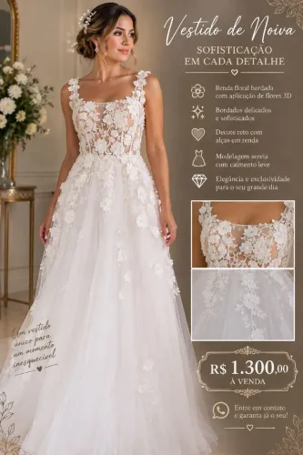 VENDO VESTIDO DE NOIVA SEMINOVO