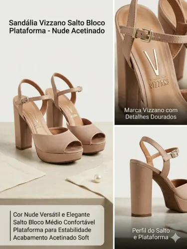 Sandália Vizzano salto bloco plataforma- rose
