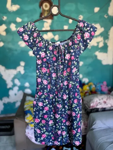 macaquinho infantil codigogirls floral azul escuro tamanho único